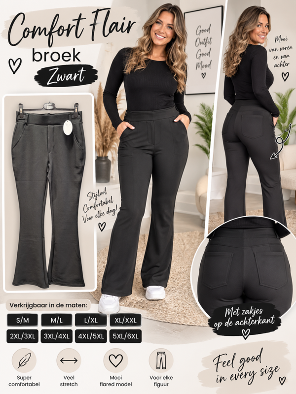 Comfort Flair Broek Zwart
