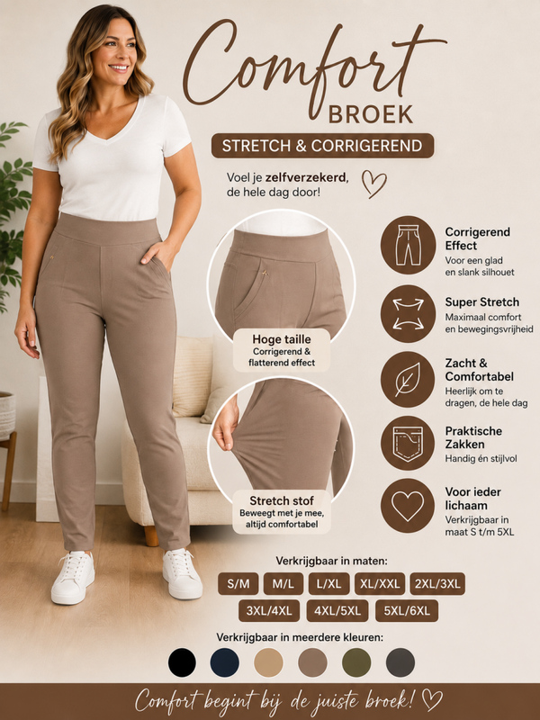 Comfort broek basic taupe