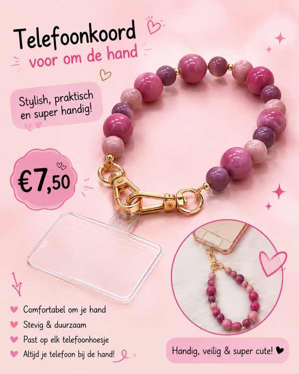 Telefoonkoord kort paars