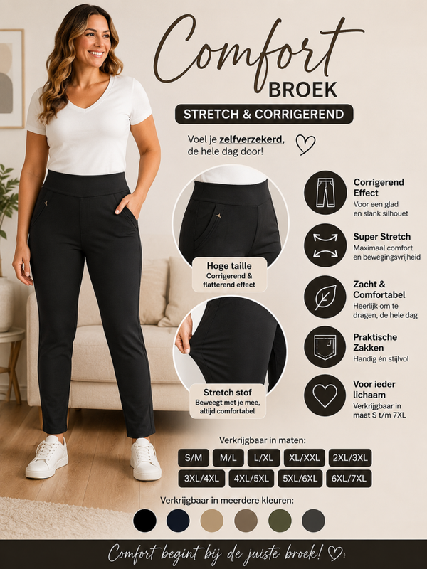 Comfort broek basic zwart