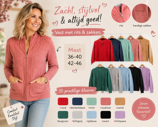 Basic vest met rits