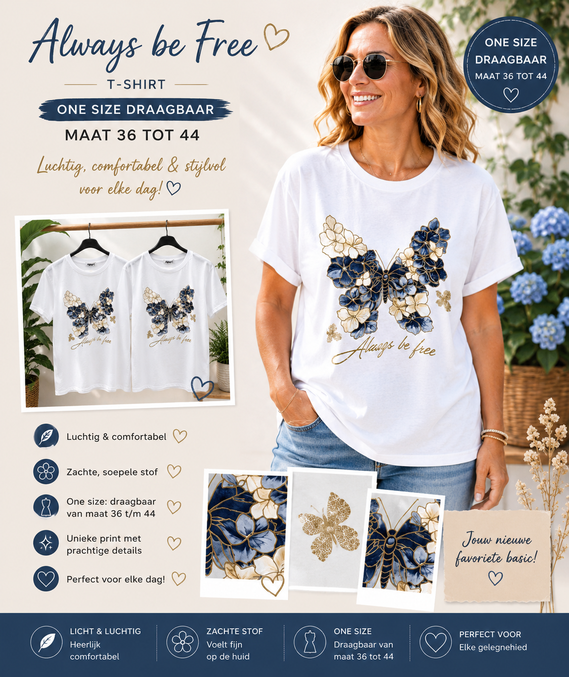Katoenen T-Shirt klein vlinder