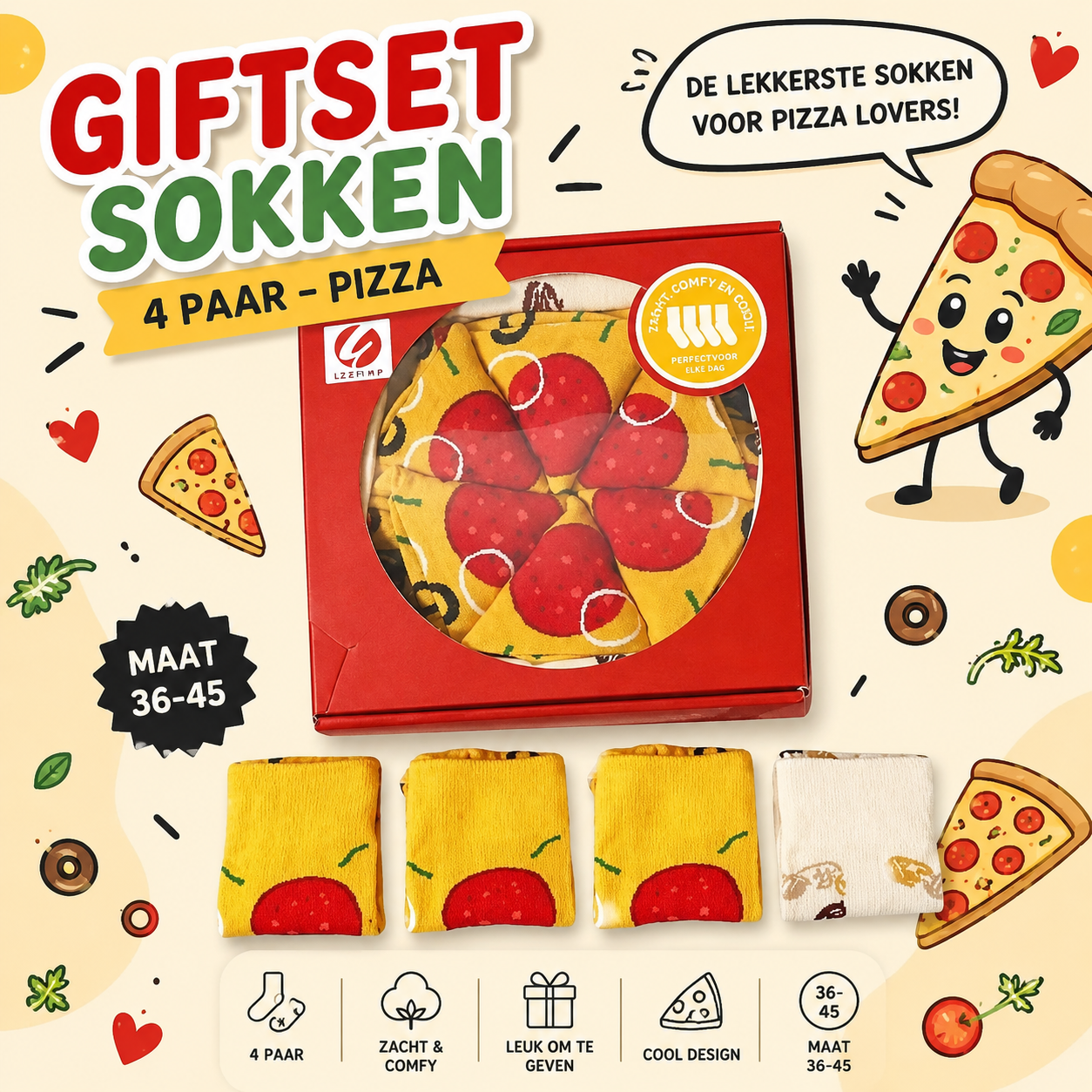 Giftset sokken Pizza