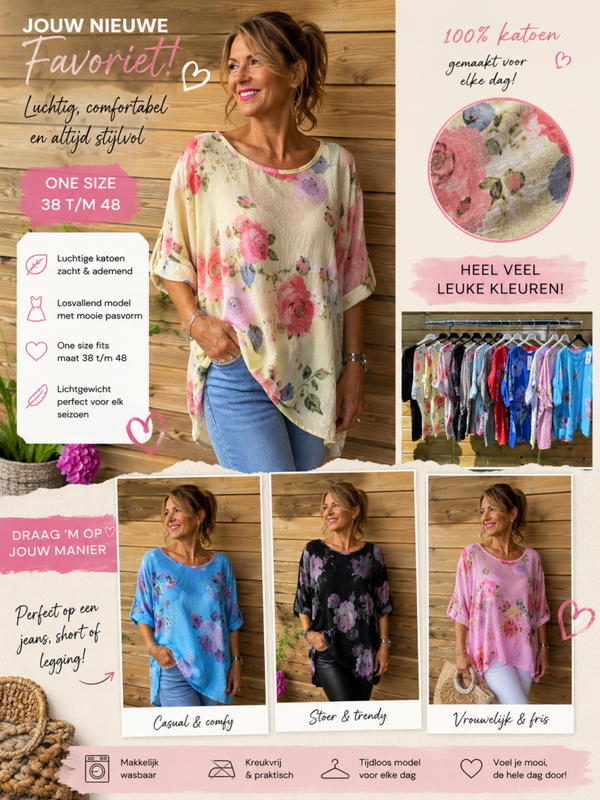 Shirt bloemen katoen