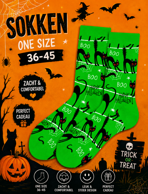 Sokken halloween Groene kat