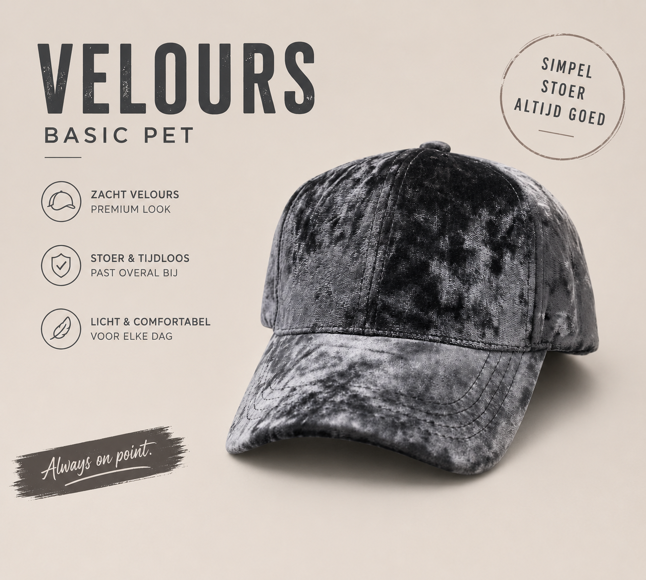 Cap velours grijs