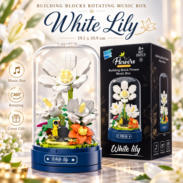 Building Blocks Music Box White Lily