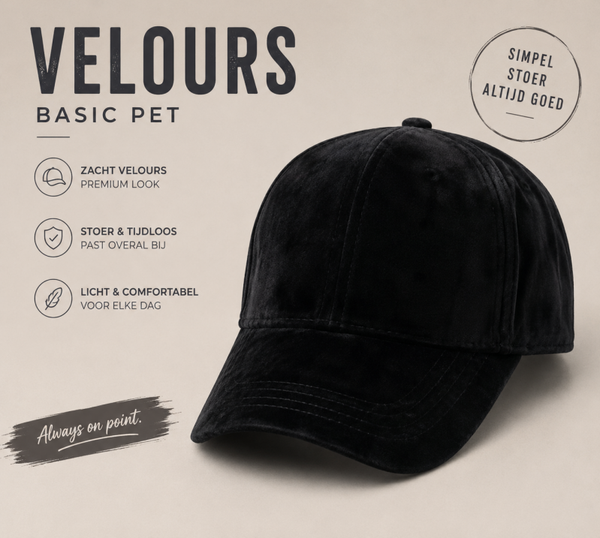 Cap velours zwart