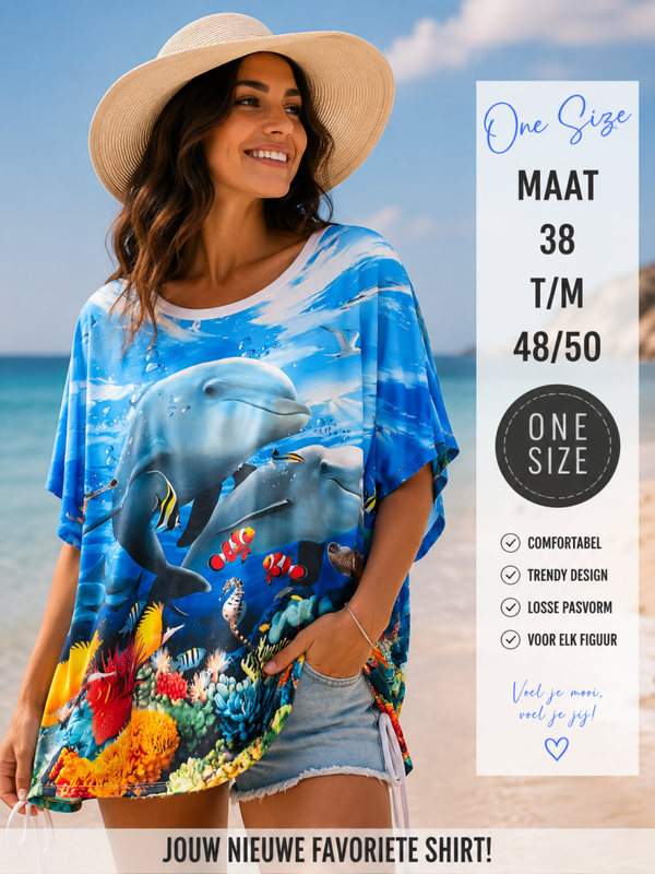 Shirt print dolfijn
