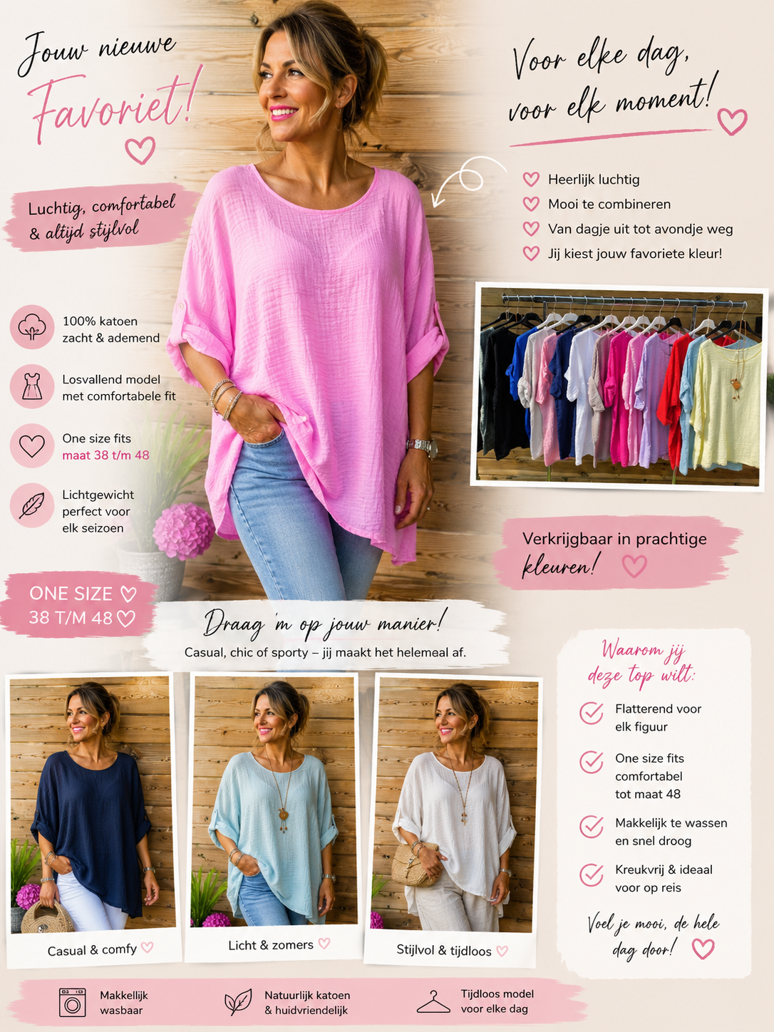 Katoenen basic shirt