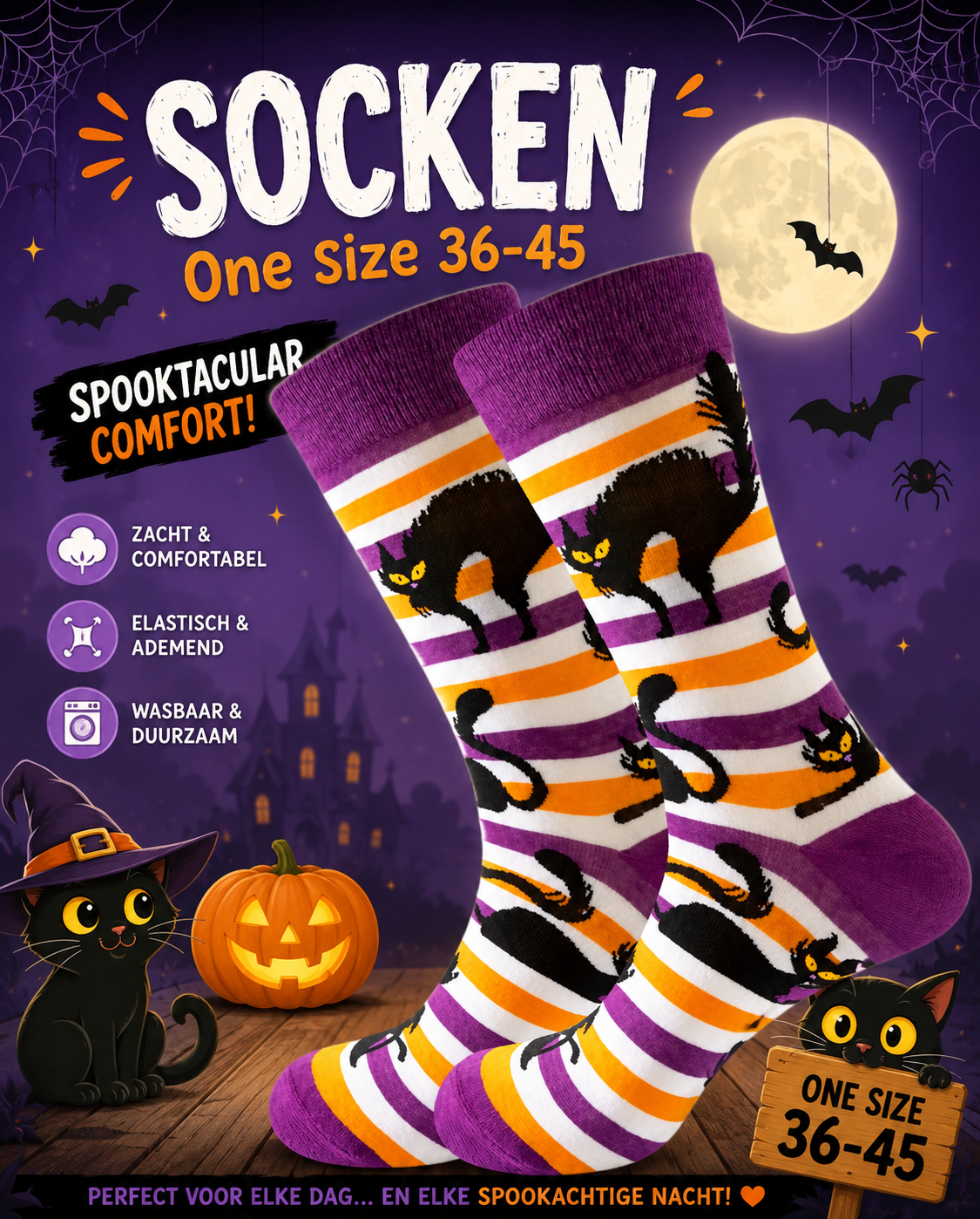 Sokken Halloween kat