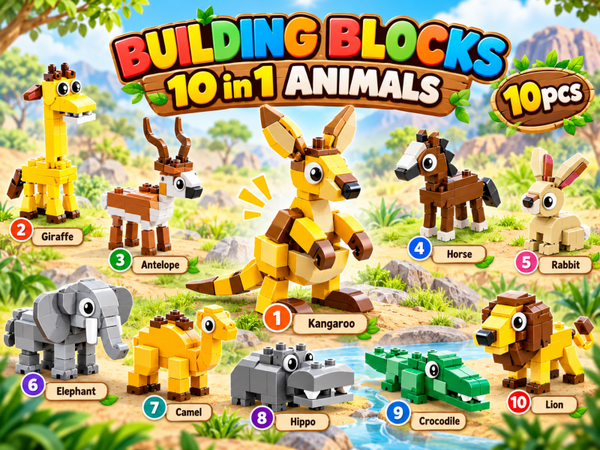Building Blocks 10 in 1 Animals - 10pcs