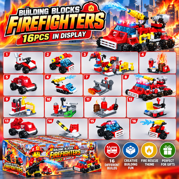Building Blocks Firefighters - 16pcs in Display