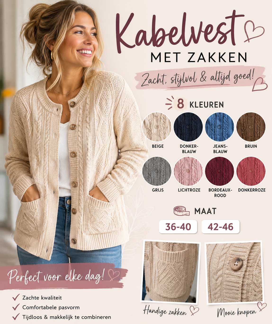 Kabelvest met zakken