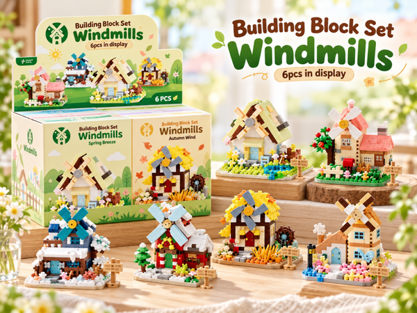 Building Block Set Windmills - 6pcs in display