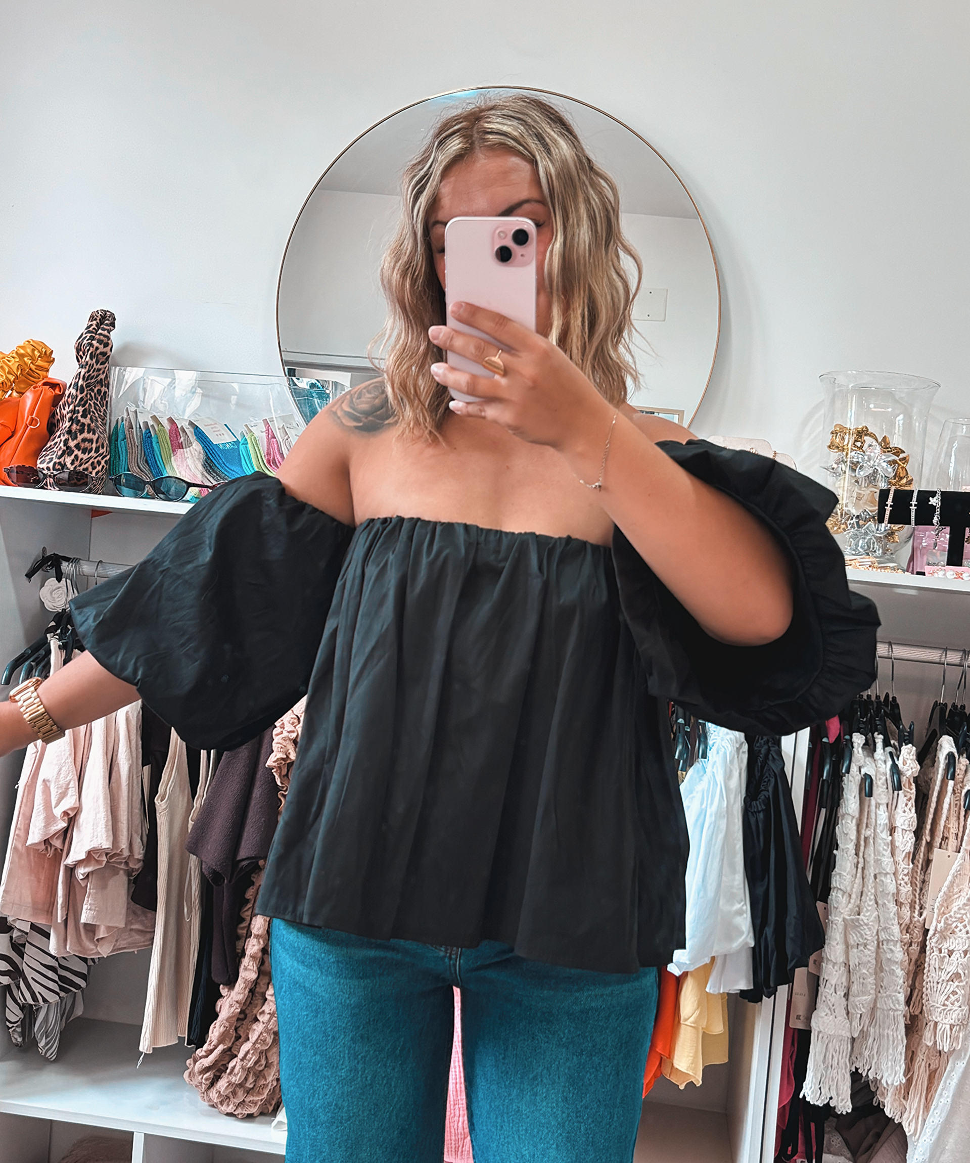Bustier manche bouffante noir