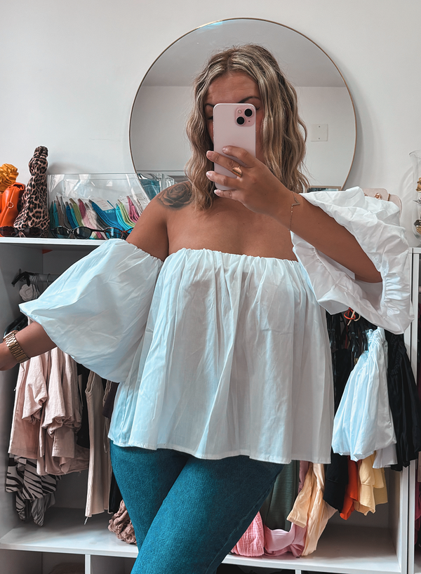 Bustier manche bouffante blanc