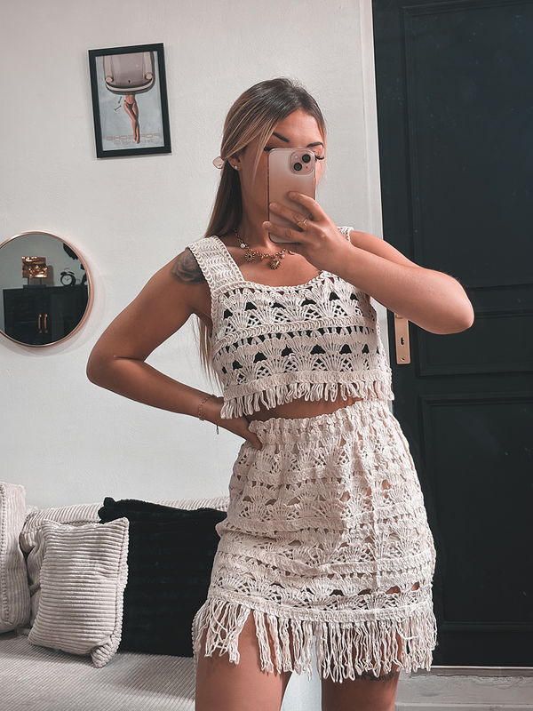 Ensemble macramé beige