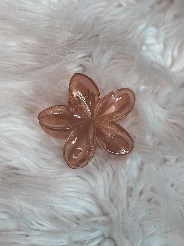 Pince fleur beige transparente