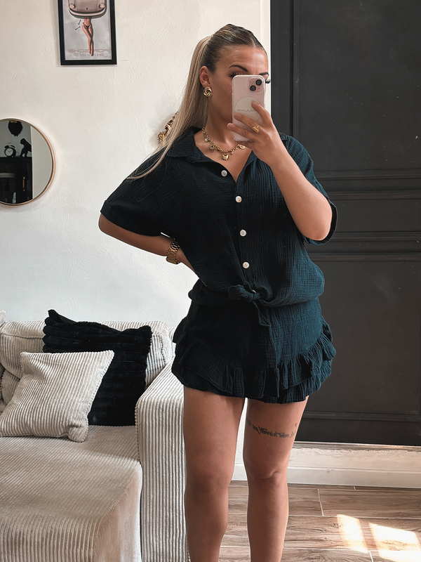 Ensemble gaze de coton noir
