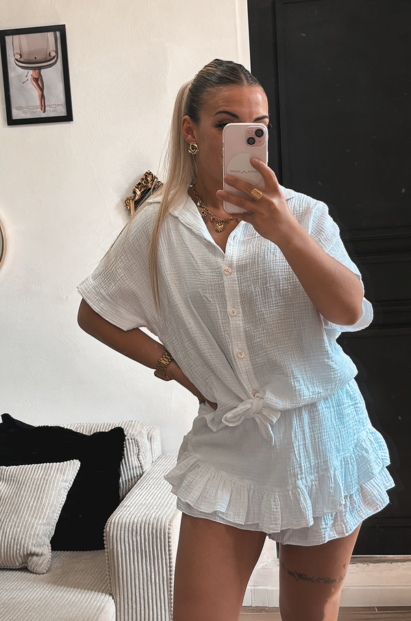 Ensemble gaze de coton blanc