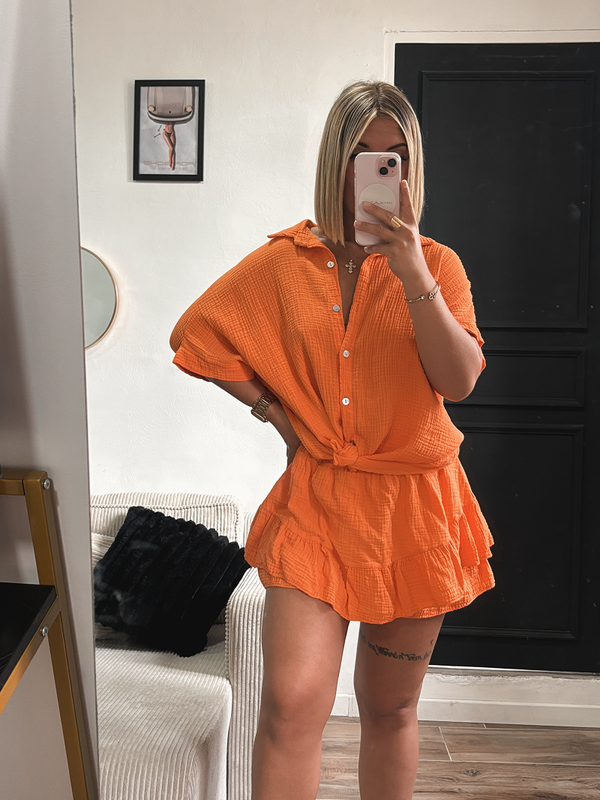Ensemble gaze de coton orange