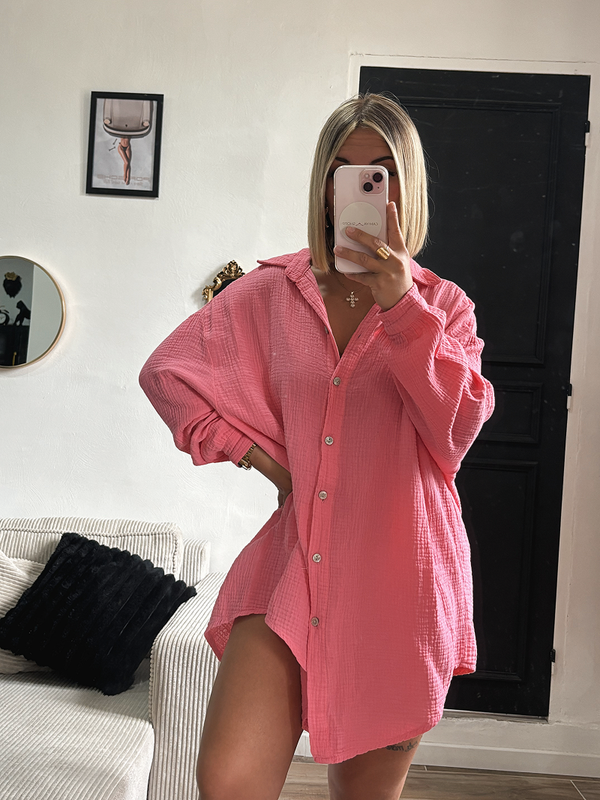 Chemise boyfriend rose