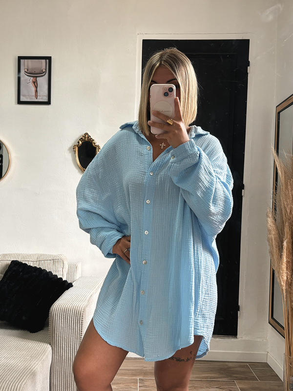 Chemise boyfriend bleu ciel