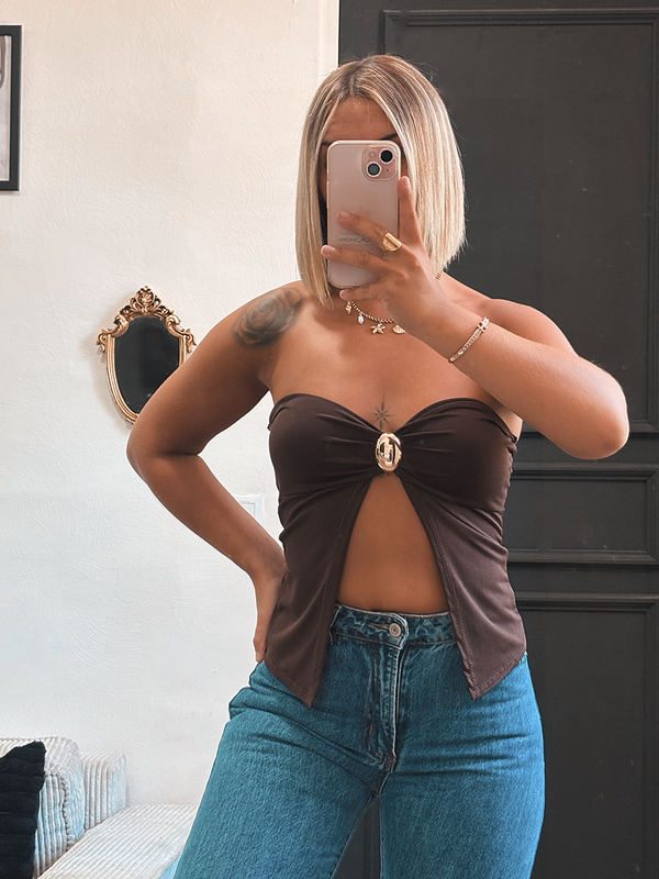 Top bustier fendu chocolat