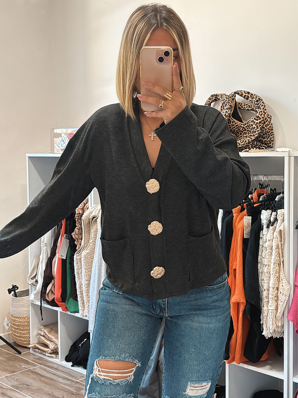 Top gris foncé imitation gilet