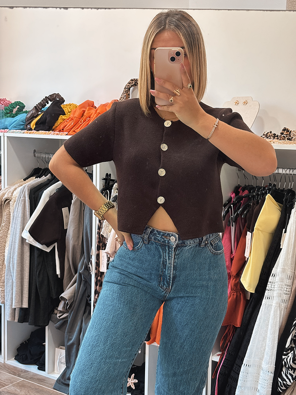 Top en tricot marron