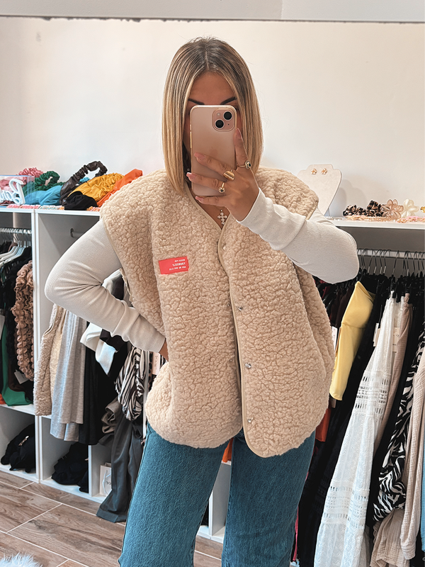 Gilet sans manches beige