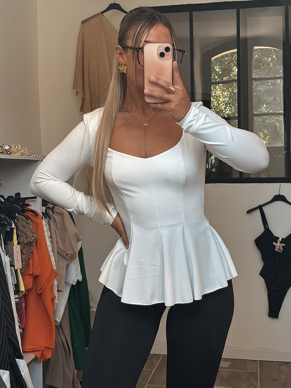 Top blanc manche longue