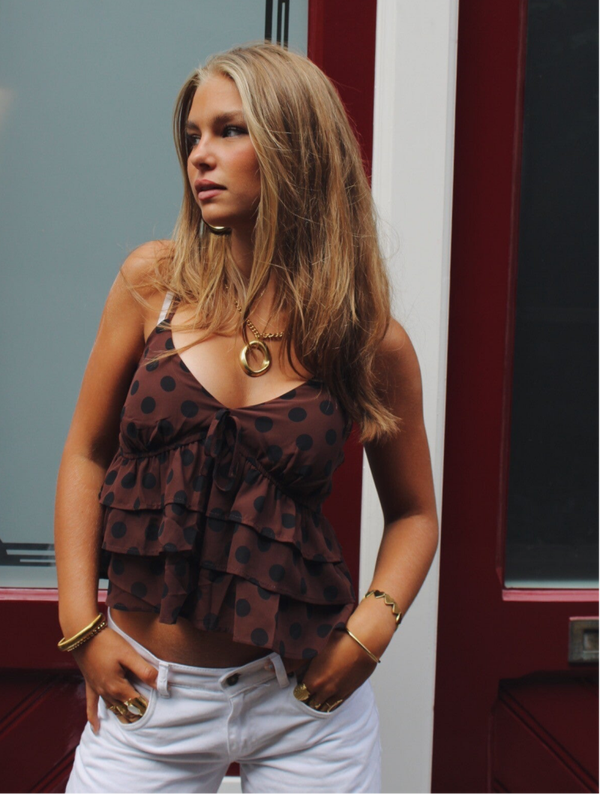 Top ✩ Brown polka dot