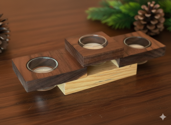 Walnut and Ash Tealight Holder