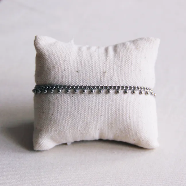 Stalen chain armband met balletjes - zilver