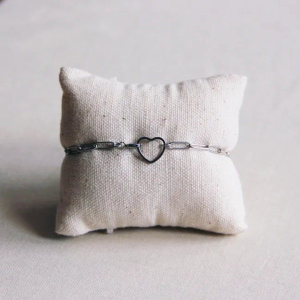 D-Chain armband met open hart slot - zilver