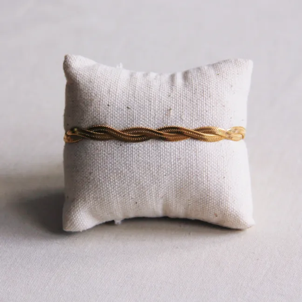 RVS gevlochten snake armband - goud