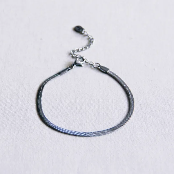 Stalen armband "platte snake" - zilver