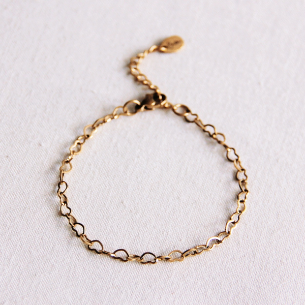 Fijne hartjes chain armband - goud