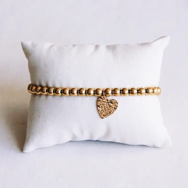 Grove kralen armband met hart - goud