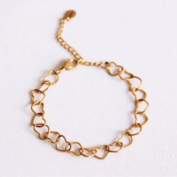 Geschakelde harten armband - goud
