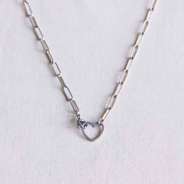 D-chain ketting met open hart sluiting - zilver