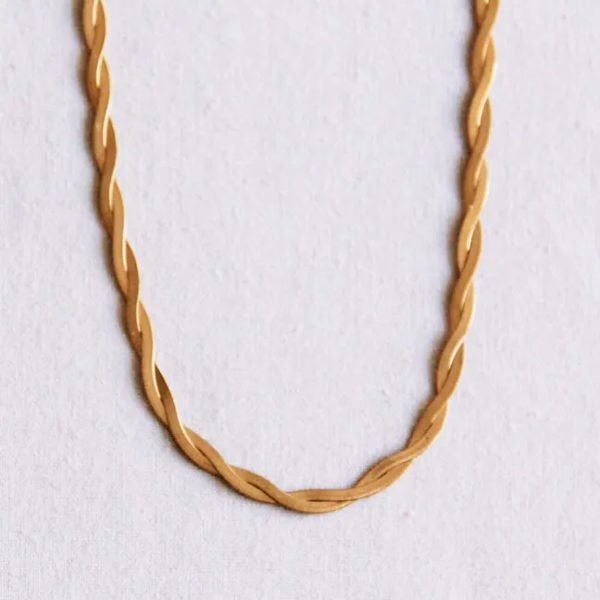 Gevlochten “Snake” ketting - goud