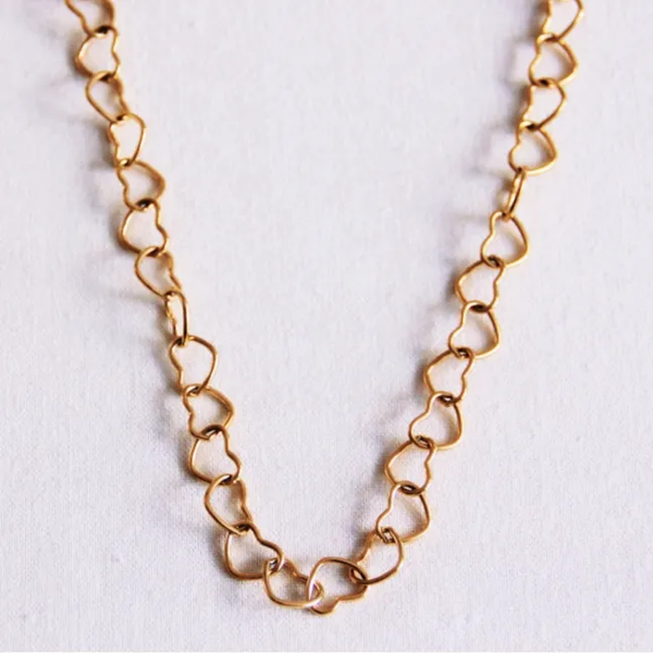 Geschakelde harten ketting - goud