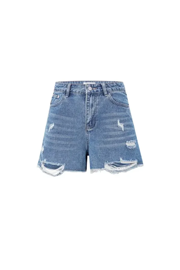 korte broek high waisted blauw