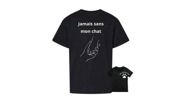 T-shirt jamais sans mon chat