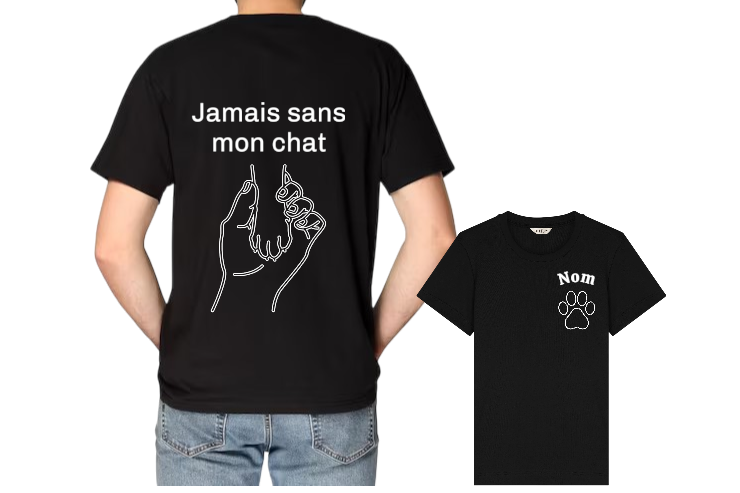 T-shirt jamais sans mon chat