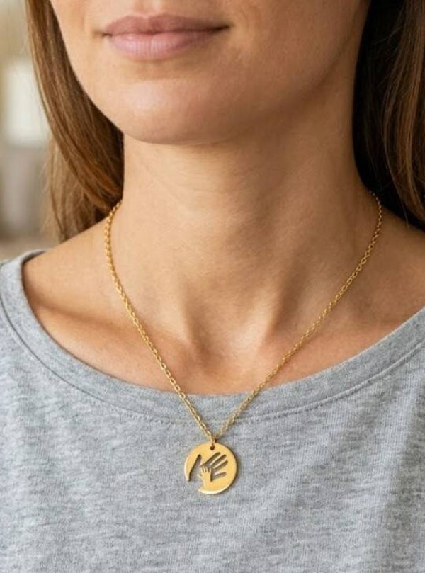 Hand in hand ketting Goudkleurig rvs