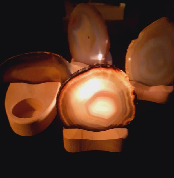 Agaat waxinelichthouder set